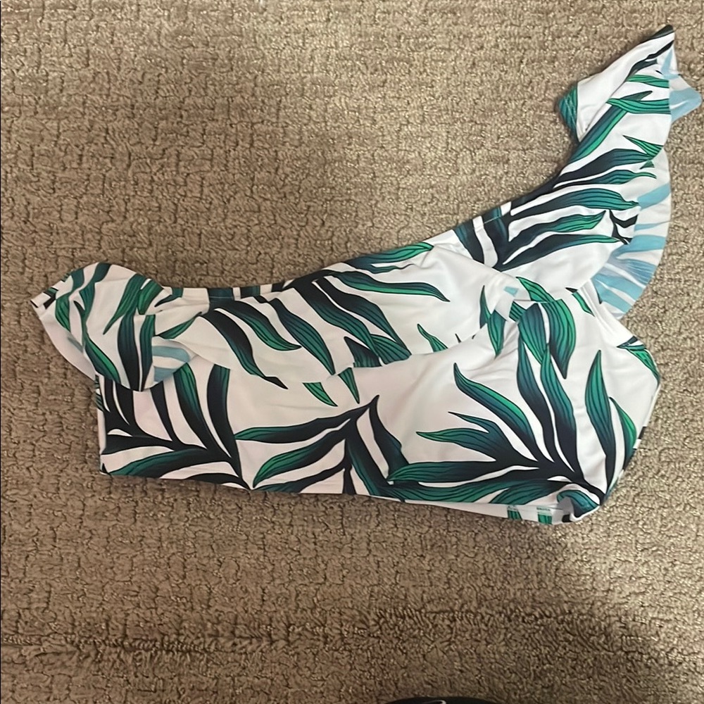 Tropical Leaf Print Bikini Top